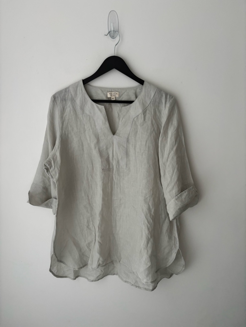 NoLoGo Linen Tunic Top | 100% Linen Minimalist Blouse | Relaxed Fit M/L